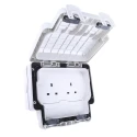 MK Electric 13A White 2 Gang Surface Mount Plug Socket Indoor & Outdoor Type G K56481WHI