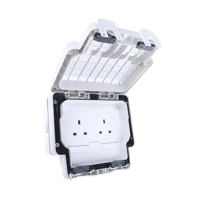 MK Electric 13A White 2 Gang Surface Mount Plug Socket Indoor & Outdoor Type G K56481WHI