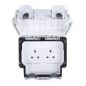 MK Electric 13A White 2 Gang Surface Mount Plug Socket Indoor & Outdoor Type G K56481WHI