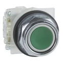 Schneider Electric Harmony 9001K Series Push Button Switch, Spring Return, 30 mm Cutout, 1 NO, Green LED, IP66 9001KR1GH5