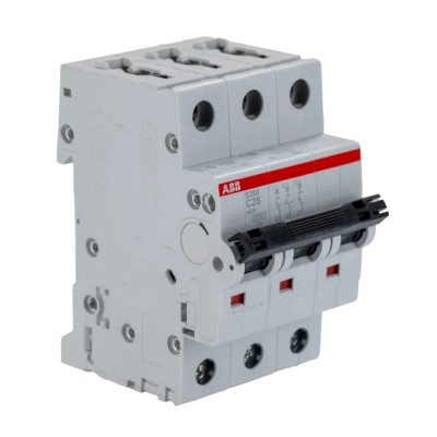 ABB System Pro M Compact S200 Miniature Circuit Breaker 3-Pole 25A Type C 400V AC 10kA Breaking 2CDS253001R0254 S203-C25