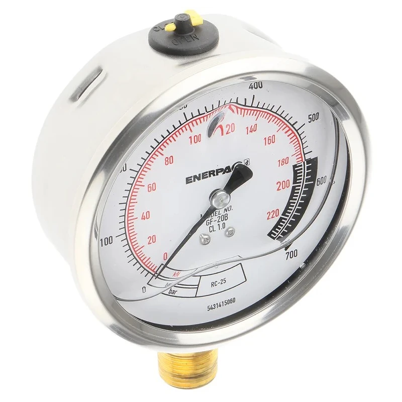 Enerpac 100 mm 1/2 in NPTF Stainless Steel Case Pressure Gauge 700 bar GF20B