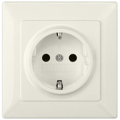Siemens Plug Socket 1 Gang 16A White Flush Mount Type F Plastic DELTA Series 5UB1582