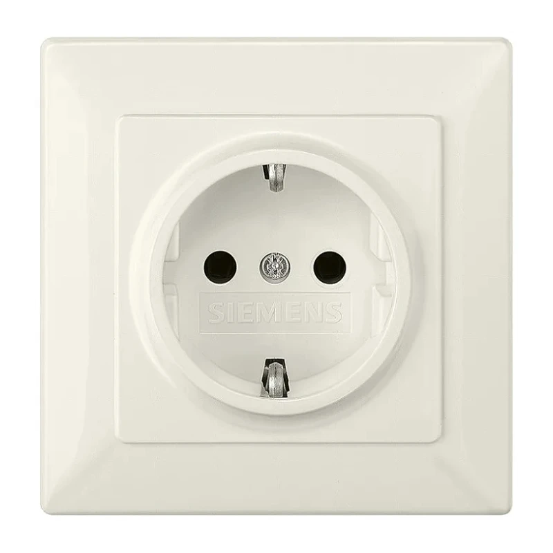 Siemens Plug Socket 1 Gang 16A White Flush Mount Type F Plastic DELTA Series 5UB1582