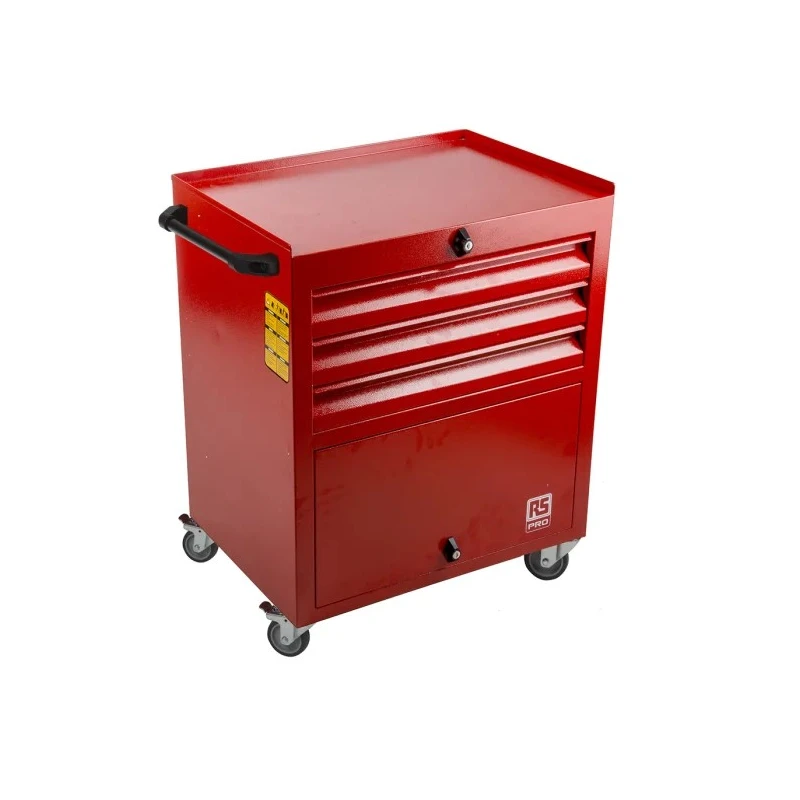 RS PRO Heavy Duty 3 Drawer Wheeled Steel Roller Cabinet with Central Locking, 450mm x 630mm x 830mm 753-1573