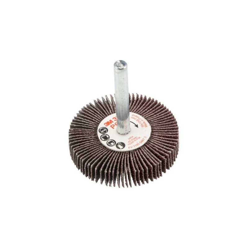 3M Aluminium Oxide Flap Wheel 50 mm Diameter, 10 mm Face Width, P60 Grit, 6 mm Shank FC110075635