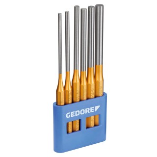 Gedore 6-Piece Long Pattern Punch Set, Chrome-Molybdenum-Vanadium Steel, 175mm Overall Length 119L