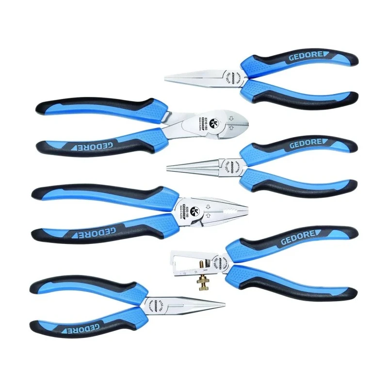 Gedore 6-Piece Steel Multipurpose Plier Set with Plastic Handle Case RZB1-2