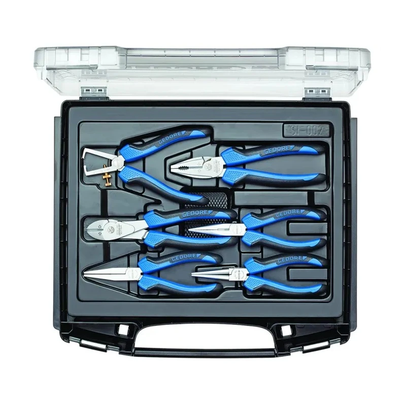 Gedore 6-Piece Steel Multipurpose Plier Set with Plastic Handle Case RZB1-2