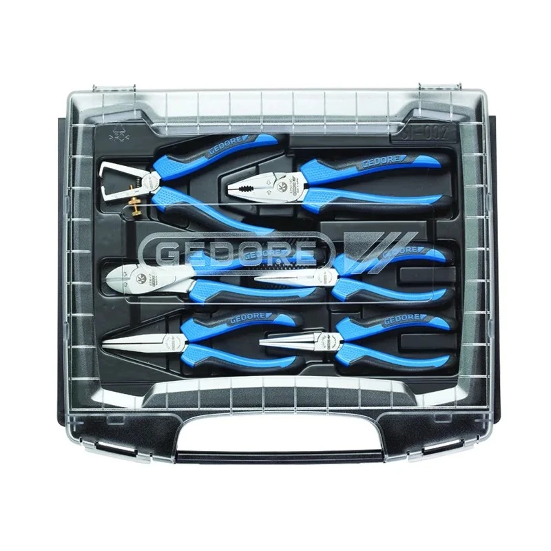 Gedore 6-Piece Steel Multipurpose Plier Set with Plastic Handle Case RZB1-2