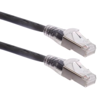 RS PRO Shielded S/FTP Cat6a Ethernet Cable RJ45 Male to RJ45 Male, 2 m, Black, Low Smoke Zero Halogen, 30V Cat6a