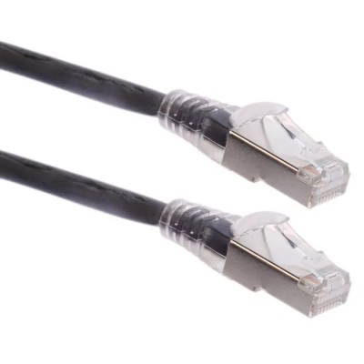 RS PRO Shielded S/FTP Cat6a Ethernet Cable RJ45 Male to RJ45 Male, 2 m, Black, Low Smoke Zero Halogen, 30V Cat6a