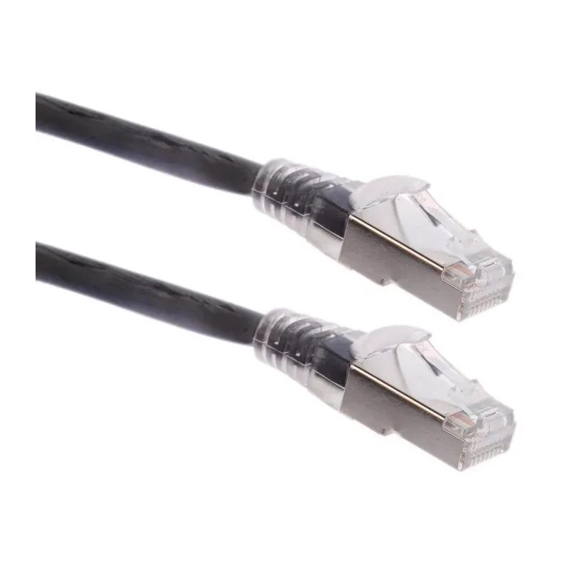 RS PRO Shielded S/FTP Cat6a Ethernet Cable RJ45 Male to RJ45 Male, 2 m, Black, Low Smoke Zero Halogen, 30V Cat6a