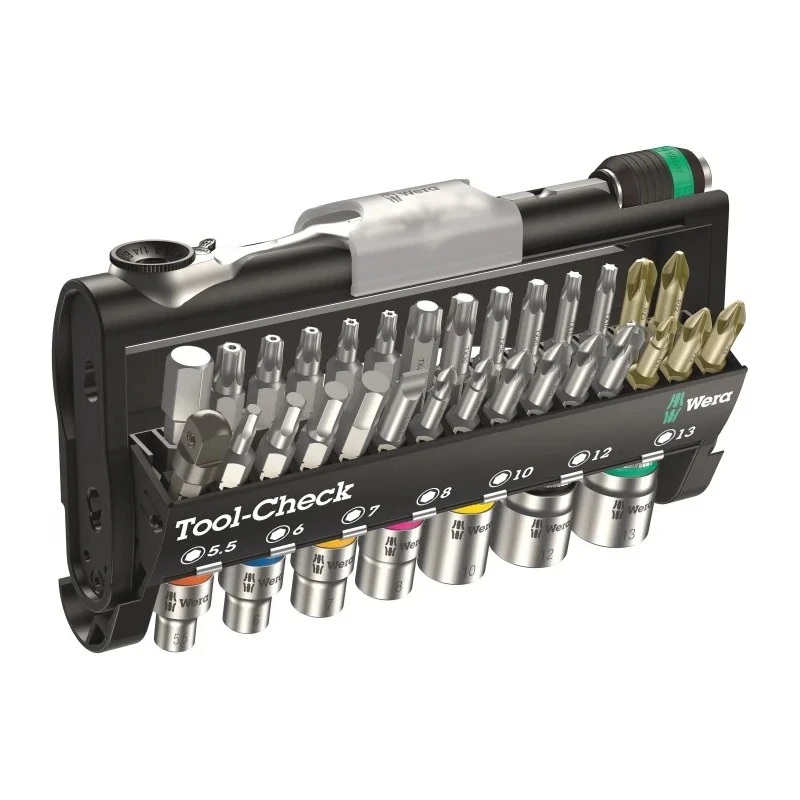 Wera 1/4 in Hex Phillips, Pozidriv, Slotted, Torx Ratchet Bit Set 170mm Length 05073220001