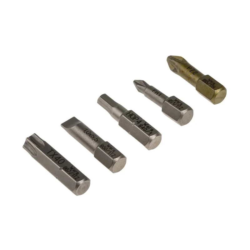 Wera 1/4 in Hex Phillips, Pozidriv, Slotted, Torx Ratchet Bit Set 170mm Length 05073220001