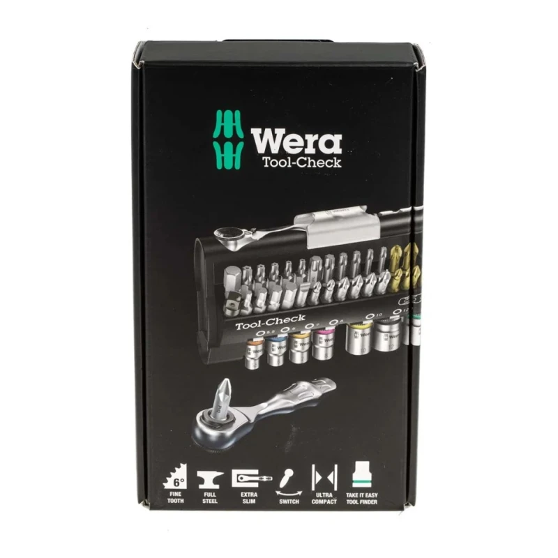 Wera 1/4 in Hex Phillips, Pozidriv, Slotted, Torx Ratchet Bit Set 170mm Length 05073220001