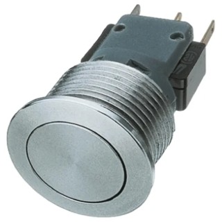Schurter MSM 30 Series Push Button Switch Momentary Panel Mount Silver 30 mm Cutout SPDT IP40 3A 30 V dc 1241.6661.1120000