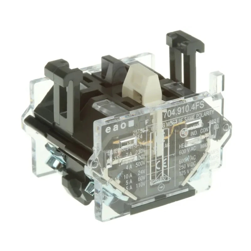 EAO Push Button Contact Block 500V 2 NO Screw Terminal 10A 29x37x23mm 704.910.4FS