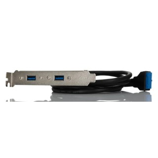 RS PRO USB Cable Female 20-Pin Socket to Female USB 3.0 USB Type A Mountable Black 900mm 796-6825