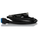 RS PRO USB Cable Female 20-Pin Socket to Female USB 3.0 USB Type A Mountable Black 900mm 796-6825