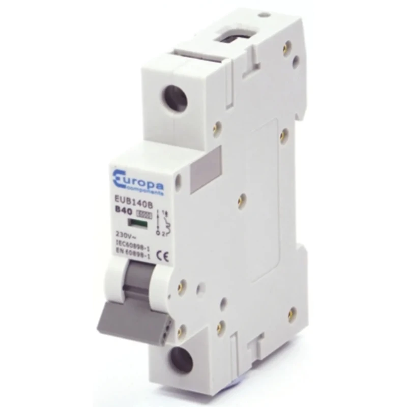 Europa Miniature Circuit Breaker 1-Pole 40A Type B 240V AC 6 kA Breaking Capacity EUB1