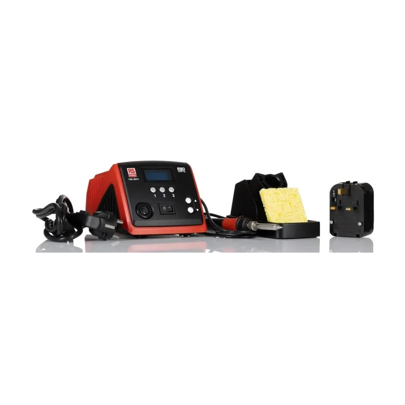 RS PRO Soldering Station 90W, 220V, LCD Display, ESD Safe, Temperature Range 100-500°C 799-8941