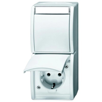 Busch Jaeger - ABB Light Switch 2 Way Rocker 1 Gang 250V 16A Surface Mount Alpine White 2601/6/20 EW-54