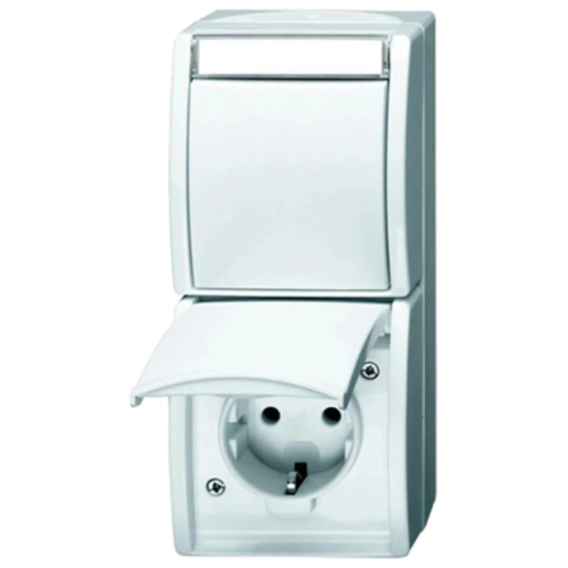 Busch Jaeger - ABB Light Switch 2 Way Rocker 1 Gang 250V 16A Surface Mount Alpine White 2601/6/20 EW-54