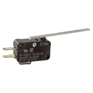 Omron Miniature Basic Micro Switch with Long Hinge Lever, Quick Connect Terminal, 15A, 250V AC/DC V-15G3-1C26-K