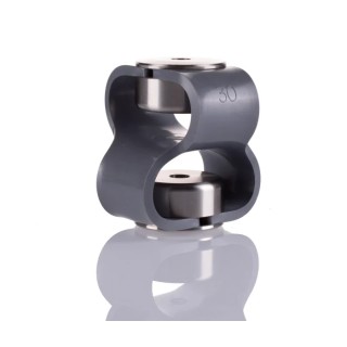 Huco Flexible Coupler 54 mm Diameter, 56 mm Length, 6 mm Bore A and B, Steel, Set Screw Style, Model 047.30.2222.RS