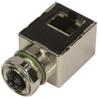 HARTING Right Angle Circular Connector Adapter 8 M12 Male 8 Female 21033814800