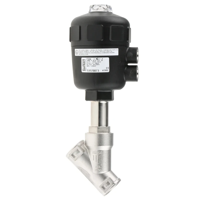 Burkert Angle Type Pneumatic Actuated Valve Stainless Steel 3/4 in 16 bar 178664
