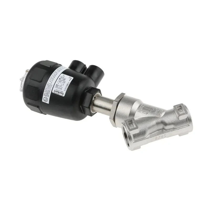 Burkert Angle Type Pneumatic Actuated Valve Stainless Steel 16 bar 3/4 in 185304