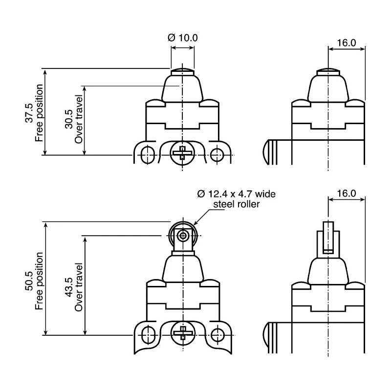 Honeywell Technologies GXA Series Plunger Limit Switch 1 NC/1 NO, IP67, IP66, Die Cast Zinc Housing, 250V AC, 4A GXA51B
