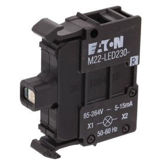 Eaton M22 Series LED Light Block Red Illumination 264V AC 0.33W Power 216564 M22-LED230-R