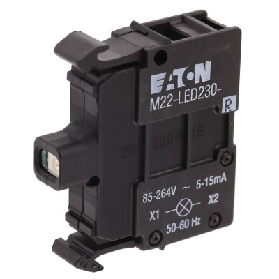 Eaton M22 Series LED Light Block Red Illumination 264V AC 0.33W Power 216564 M22-LED230-R