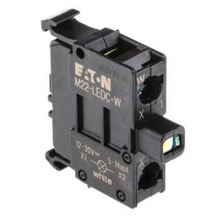 Eaton M22 Series LED Light Block, 12 V AC/DC, 30 V AC/DC, White Illumination, Screw Terminal 216560 M22-LEDC-W