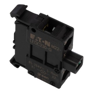 Eaton RMQ Titan M22 Series LED Light Block, 264V AC, 15mA Current, Green Illumination 216568 M22-LEDC230-G