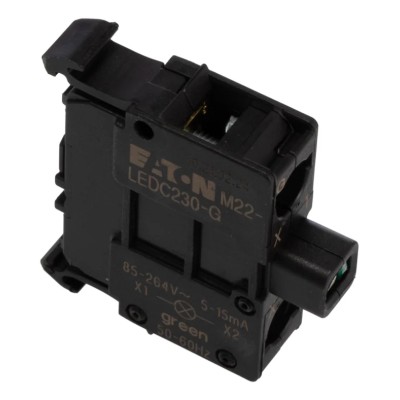 Eaton RMQ Titan M22 Series LED Light Block, 264V AC, 15mA Current, Green Illumination 216568 M22-LEDC230-G
