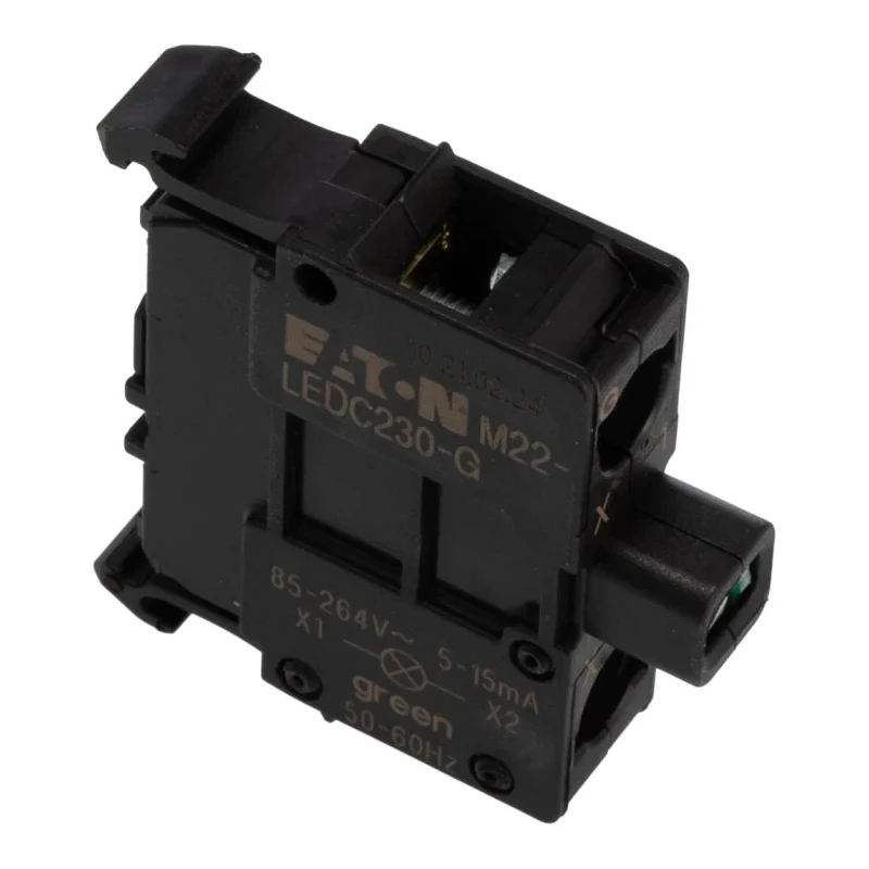 Eaton RMQ Titan M22 Series LED Light Block, 264V AC, 15mA Current, Green Illumination 216568 M22-LEDC230-G