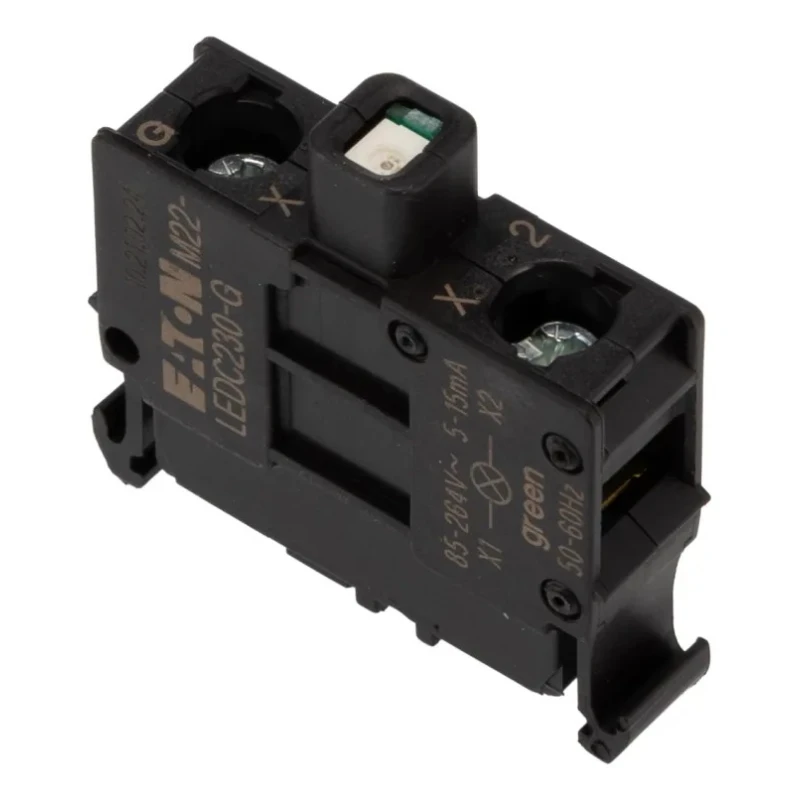 Eaton RMQ Titan M22 Series LED Light Block, 264V AC, 15mA Current, Green Illumination 216568 M22-LEDC230-G