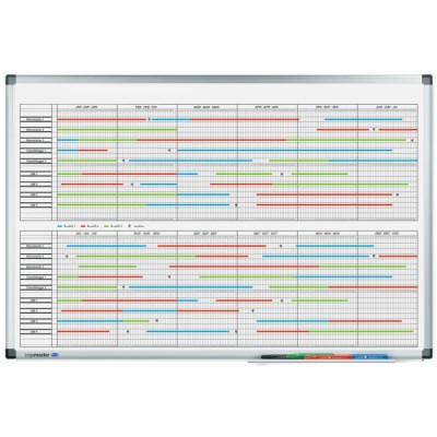 Legamaster Monthly Lacquered Wall Planner 600mm x 900mm Magnetic Grey Netherlands 4140-00