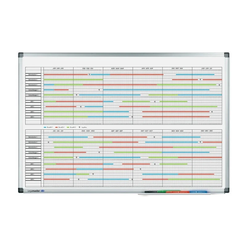 Legamaster Monthly Lacquered Wall Planner 600mm x 900mm Magnetic Grey Netherlands 4140-00