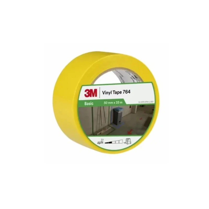 3M Yellow Vinyl Lane Marking Tape 50mm Width 33m Length 0.13mm Thickness 764