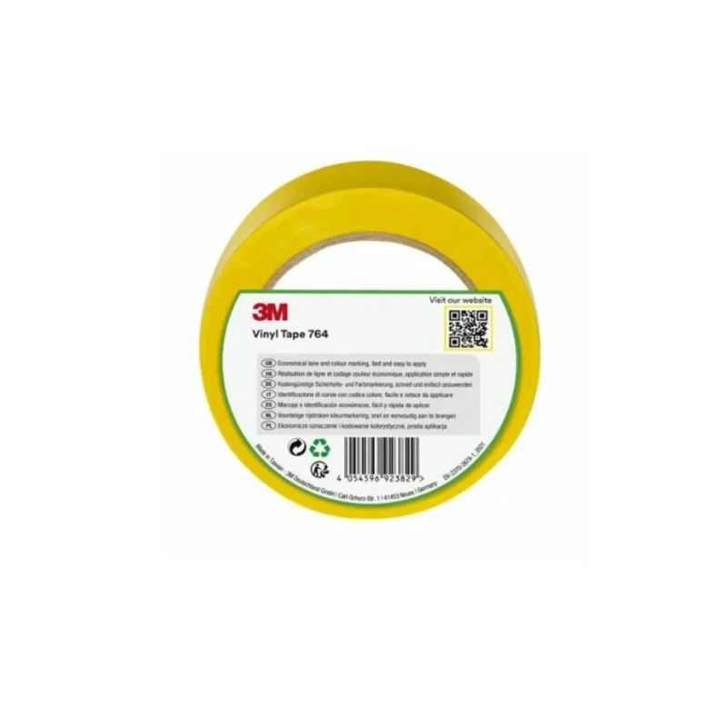 3M Yellow Vinyl Lane Marking Tape 50mm Width 33m Length 0.13mm Thickness 764