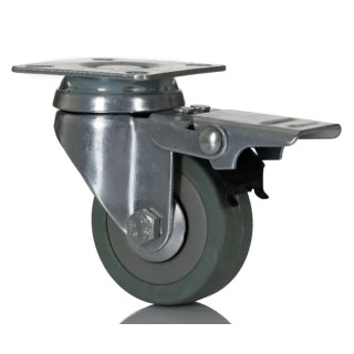 RS PRO Braked Swivel Castor 50 mm Wheel Diameter 50 kg Load Capacity Rubber Wheel Nylon Hub 828-6293