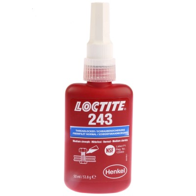 Loctite Medium Strength Blue Threadlocking Adhesive Liquid, 50 ml Bottle, 2 h Cure Time 1335885