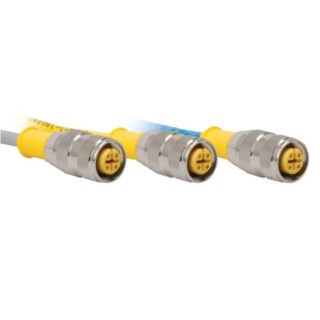 Turck Female 4 Way M12 to Male M12 Sensor Actuator Cable 3 m, PVC Jacket, IP68 IP69K RK 4.4T-3-RS 4.4T