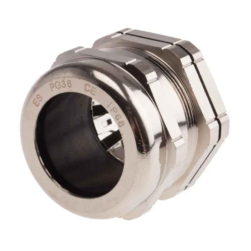 RS PRO Metallic Nickel Plated Brass Cable Gland, PG36 Thread, 22 mm Min. - 32 mm Max. Cable Diameter, IP68, Locknut 835-4100