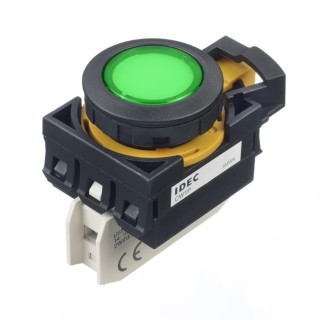 Idec CW Series Push Button Switch 22 mm Cutout Round Green IP66 CW1P-1EQ4G